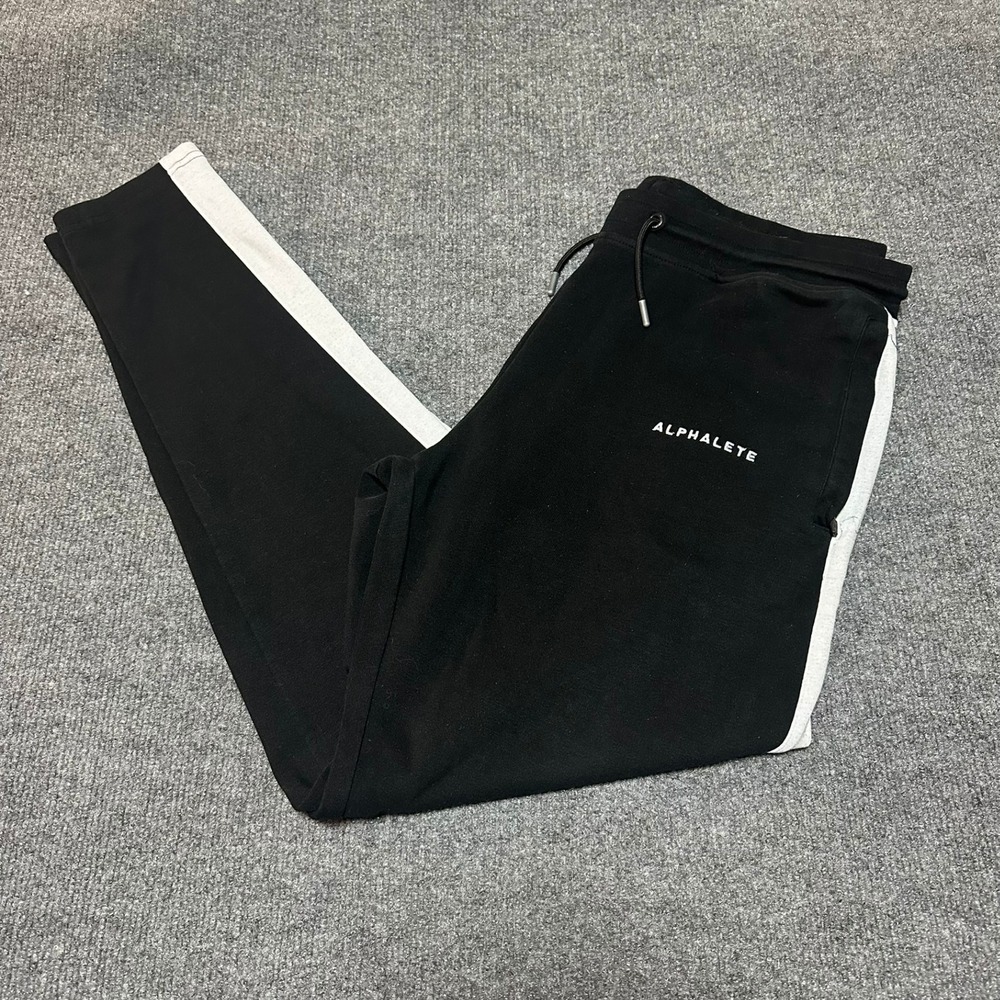 Alphalete Mens Black White Side Stripe Jogger Sweatpants XL